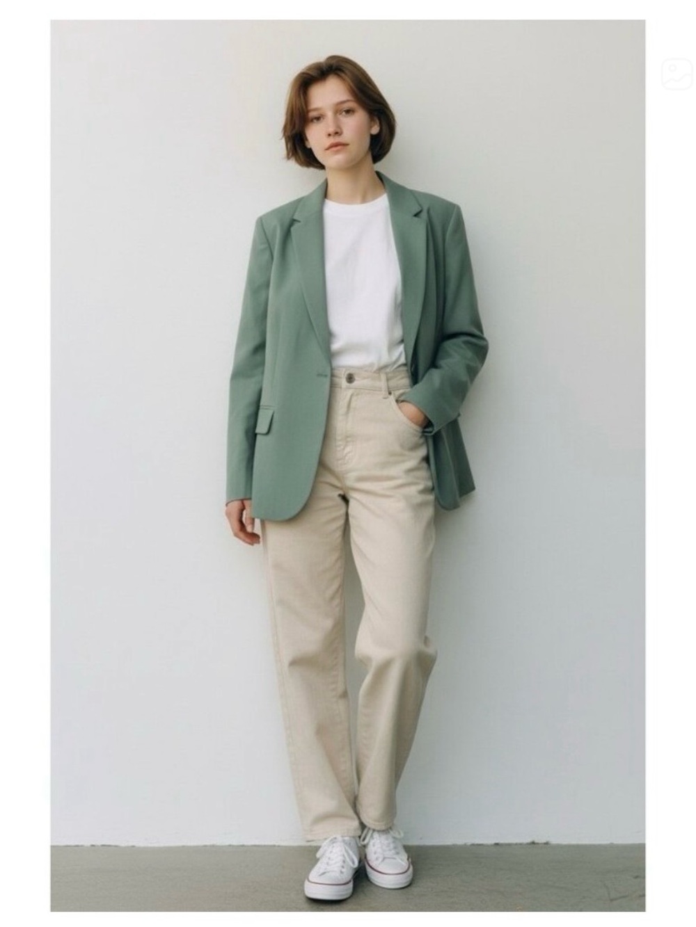 J.Crew sage green 2 buttons up office business career blazer jacket size 16